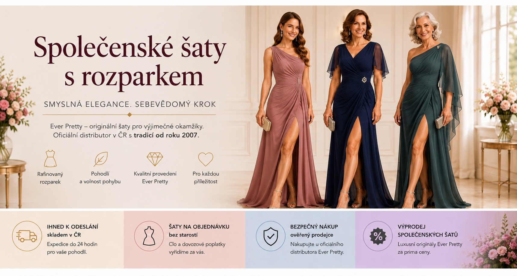 Společenské šaty s rozparkem MODION distributor značky Ever Pretty_1